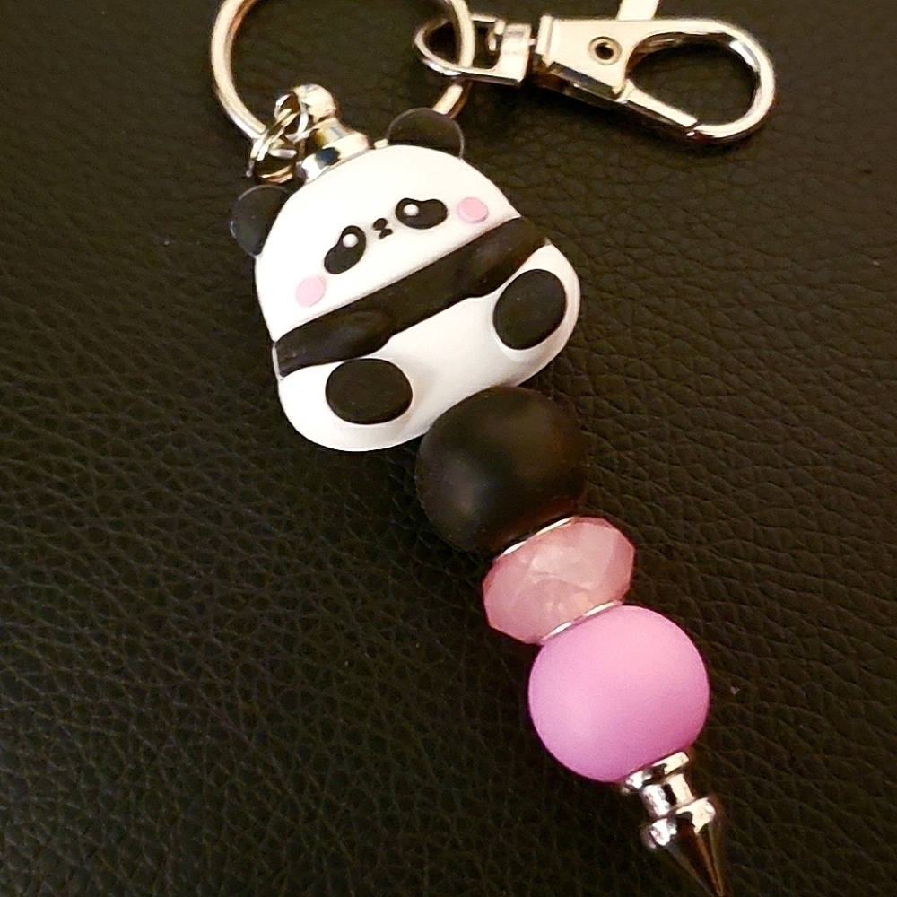 Handmade Silicone Focal Beaded Kawaii Panda Keychain